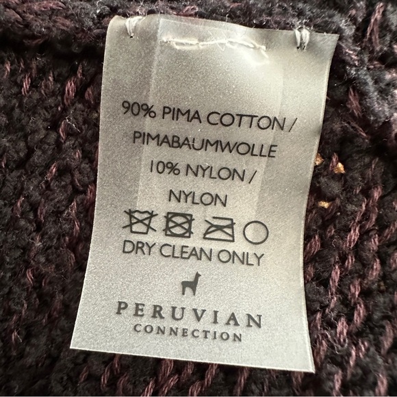 PERUVIAN CONNECTION Wool Serenata Pullover Fringe in Magenta Coral Sage Sz. XL - Picture 11 of 13